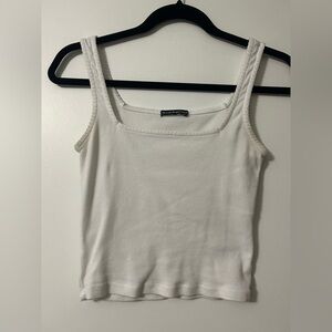 Square Neckline Women's White Tank Top